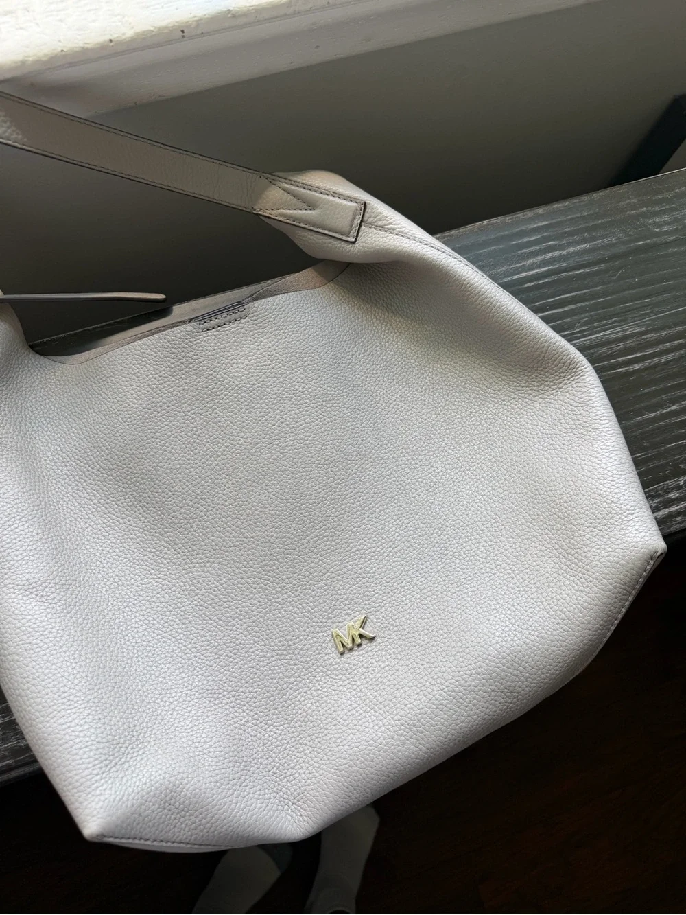 Michael Kors Light Gray Pebble Leather Hobo